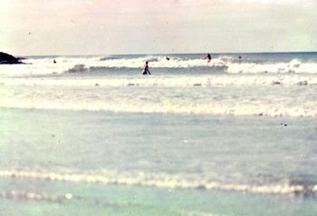 Took a trip to Ahipara ...summer of '65 Just us guys in the water ....Brett Knight walking out ..Phil Cooney on closest wave...cant remember who else...maybe Wayne Hutton.............had some beautiful shaped waves that weekend!!