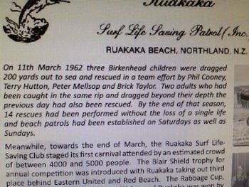 The boys from Ruakaka get a mention in the local rag...1962 Phil Cooney, Terry Hutton, Peter Mellsop and Brick Taylor.....also Ruakaka comes 3rd in the Auckland/Northland Blair Trophy comp at Ruakaka....