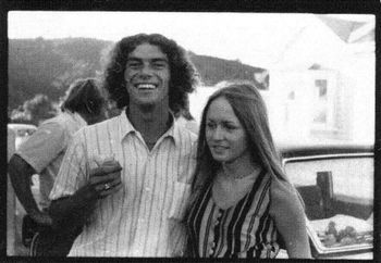 'Gant' (Graeme Gantley) and current girlfriend at that time Linda Stiffe Linda....daughter of Murray Stiffe ...the architect...at our wedding..........dont know who that is in the background....maybe Roger Crisp!!..