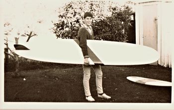16 yr old young Trevor King...stoked on surfing!! Like all the rest of us....Trev with a nice looking board!