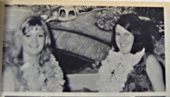 Lorainne Cotteral and Pat king!! They've either won something or pretending their in Hawaii!!...ha !!....actually they were at a PTA dance...hawaiian style!!