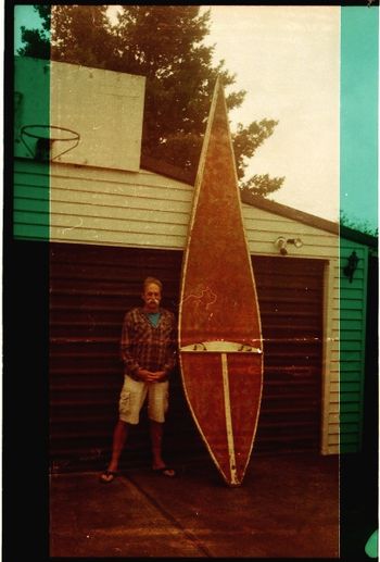 one of the traps we get into as we get older!! As our eyesight deteriorates, so does our ability to make good judgement in buying a new board..i haven't got the heart to tell Laurie..i guess having handles helped the old fullas decision....Ha!!!...a classic hollow surfski of the 50s.