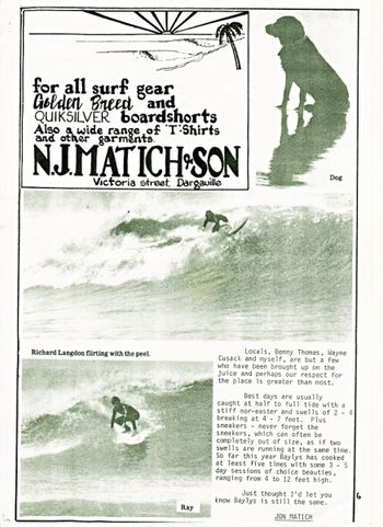 A little speel on Baylys by Jonny...about 30 yrs ago... 'Richard Langdon flirting with the peel'...Ha!....and i guess 'The Son' (Nick Matich & son) is Jonny.....good stuff bro!....