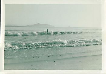 How nice does that look!.....warm summer morning Waipu 1963 Dicky Robinson hav'in' fun on a nice little left!!