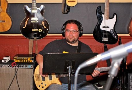 Ben Rougeou recording with Stoneface Honey in April, 2014