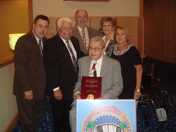 My Uncle Tony Dannon Receiving his Life time achievement award In Las Vegas NV with left to right Joe Recchia, my family, Emilio Recchia, John Smoltz, Tony Dannon, Mary Smoltz and Mary Recchia
