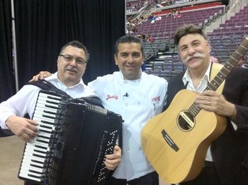 Performing for the Cake Boss Buddy Valastro with guitarist and Dear friend Ercole Debarado At the Palace of Auburn Hills, Center Court!
