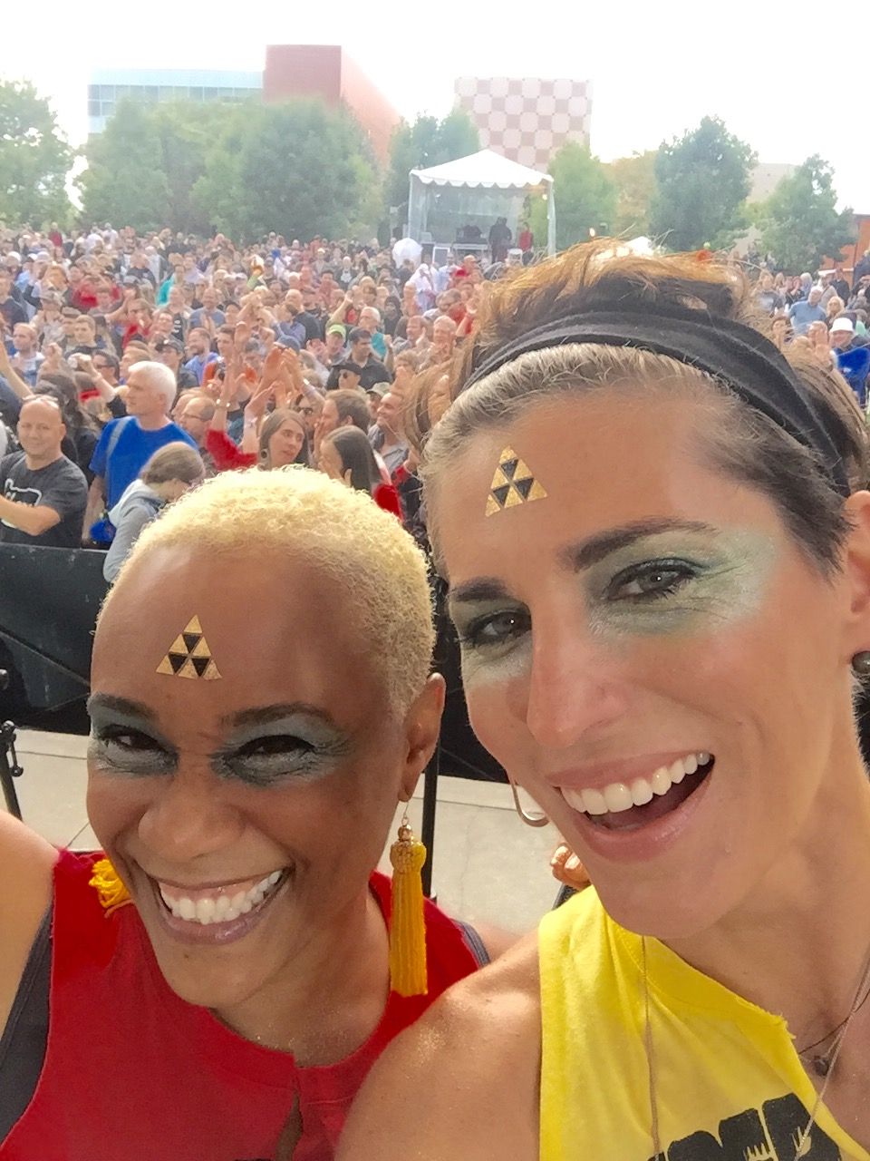 AmA and Chezere of Woman in Dub preforming with Lee Scratch Perry at the Bumbershoot Music Festival in Seattle, Washington.