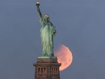 Statue of Liberty 1 30 2018 - Super Blue Blood Moon Photo by Justin Lane