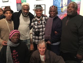 Rock_Rose_Cafe_performance Kneeling Steven McGill, Lyn Pestana - Standing left Dave Harris, Hassan Jamal,Mario Martinez, Ayo Adeyemi, Stefan Taylor