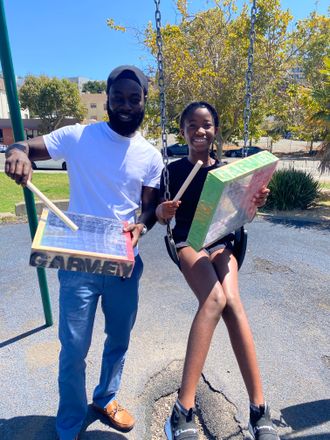 Peace to the father and daughter enjoying good vibes and sunshine. Garvey Drums 2021