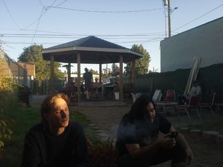 Hanging out with Marijuana Killed Marc in the back garden at the Checkerboard Bar in Spokane