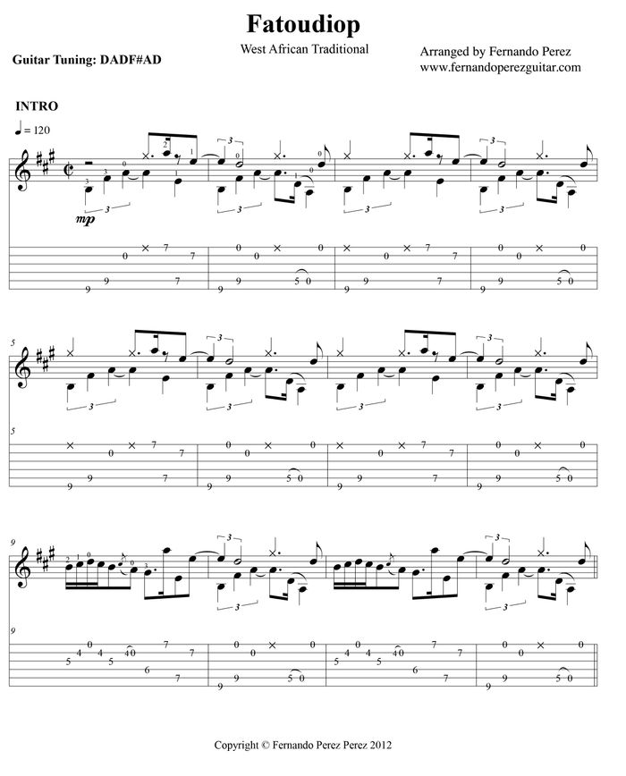 Learn-West-African-Song-on-Guitar-Score-Tablature
