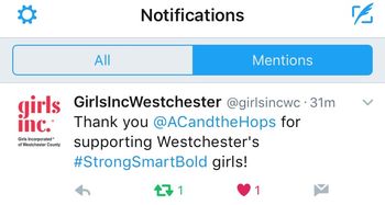 Thank you note from Girls Inc. We raised money for them during our January gig at Cantina Lobos (Pelham, NY)