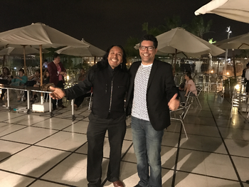 Saul Lopez Music images con el productor y musico andino Cesar Villalobos en el Club Regatas, Lima Peru 2017