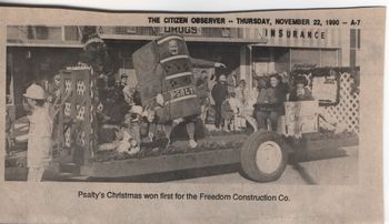 July_04__1990_ist_prize_float_ek as Psalty with kids EK as Psalty with the Freedom Construction Company (Brad and Becky Curtis).