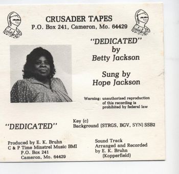 dedicated_cd_by_betty_jackson produced and arranged EK Bruhn Hope Jackson sings her mom's song. EK did background music and production