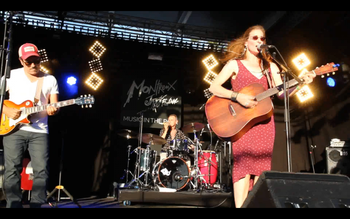 Montreux Jazz Festival, with Thomas Marmier on electric guitar. Jost Müller percussion. Montreux Jazz Festival, July 2018. photo by obcreation.ch