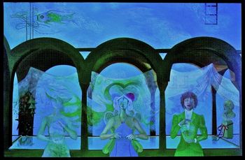 The Divine Theater of the Mind Painting by Carmela Tal Baron 40”x60” From "Windows and Other Spaces" series of paintings Acrylic on Canvas 40" x 60" by Carmela Tal Baron 1984 NYC
