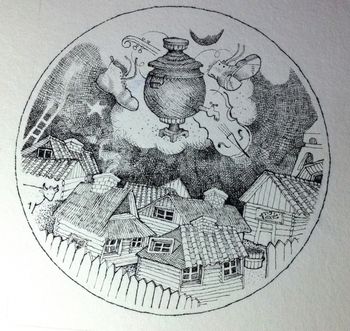 Illustration by Carmela Tal Baron Ink on Paper From the book STORIES MY GRANDFATHER SHOULD HAVE TOLD ME edited by Deborah Brodie
