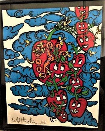 appleofmyeye ‘Apples & Clocks’ 18 x 20 signed. Purchased by Haydon Collector Iva Turner. (Estimated 2019 value -$5,000)