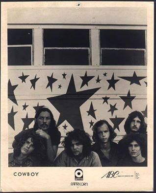 Cowboy publicity shot in front of Tom Wynn's "Star Bus," Indian Harbor Beach, 1970/ photo: Jim Marshall