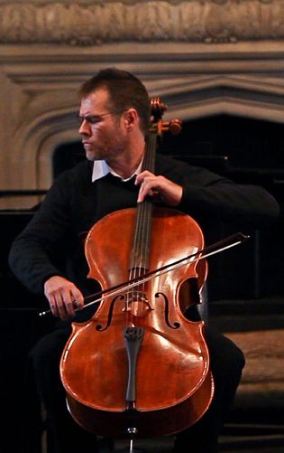 Cellist, Daniel Gaisford in Washington D.C. Performing the music of Michael Hersch at the Phillips Collection.