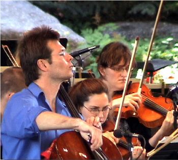 Cellist, Daniel Gaisford Dress rehearsal at the Vail Valley Music Festival. Tchaikovsky Rococo Variartions