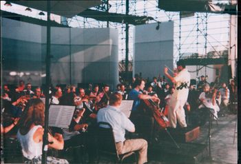 Cellist, Daniel Gaisford in rehearsal in Irvine Meadows with Samuel Wong and Pacific Symphony Rococo Variations Matteo Goffriler, Venice, 1706, the "Warburg"