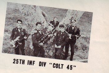 In the military. I was stationed at Schofield Barracks Hawaii. I auditioned for the band, got the job, and an army issued Stratocaster.