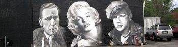 Bogie, Marilyn, Brando ...Wall mural on a building in Golden, Colorado, c. "In 4 the Evening" album for 2012