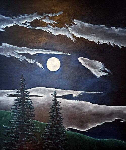 Santa Fe Moon 2000 32" x 40" Oil & wax on canvas Collection of the artist