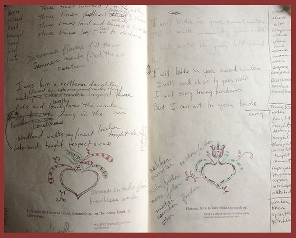 Donna Creighton's hand written notes for the song Northern Daughter