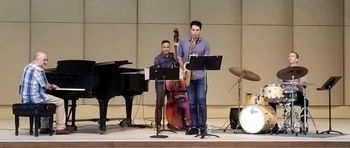 Adam Glaser Quartet at Usdan Festival, 2017 - l. to r.: Adam Glaser, piano; Sam Dillon, sax; Pete Coco, bass; Chris Smith, drums (Photo: Lafiya Watson)