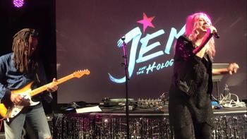 Performing live at the Jem launch party sponsored by Interview magazine in Brooklyn NY #jemandtheholograms #jemthemovie #samanthanewark #interviewmagazine #popculture #indieartist #voiceofjem #jerricabenton #hasbro