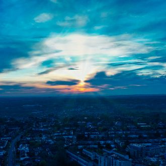 Sunset over North London, England