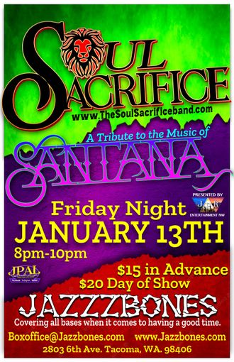 Soul Sacrifice at Jazzbones, Friday Jan. 13th