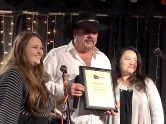 Josie Passantino and her mom, Tinamarie Passantino, present the HoF Award to Jimmy.