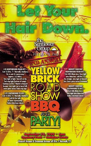 Corporate road show! Weasels toured the U.S. entertaining (and feeding) Sunflower Group clients (and wanna-be clients). Thanks to Tom Robert's award-winning "Bite-My-Butt BBQ" people showed up to eat. And they stuck aroud to dance. Just about the only Weasel poster not originally designed by original Weasel, Rick Alley.