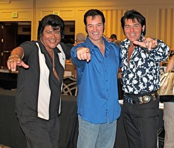 Me with fellow tribute artist Joe Bullock and Bob E Castro in the Hilton Casino in Las Vegas for Elvis Fest 2011. What a great time