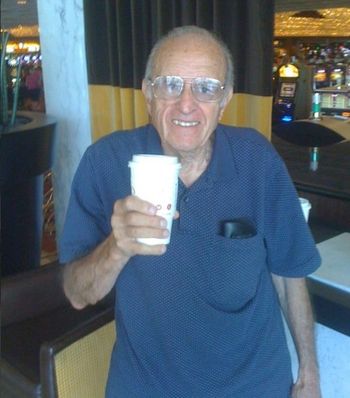 Dad with his coffee in the lobby of the Hilton Casino. Getting ready to leave after a fun but exhausting weekend in Vegas July 2011
