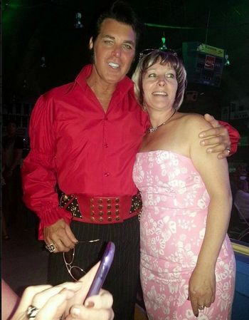 With my friend Tracey ,but i don't no where it was taken. might be at the Collingwood Elvis festival 2014 in Ontario