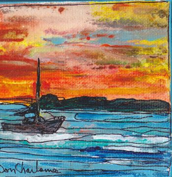 Title: "Sunset Sleeping Giant Lake Superior"...gentle evening anchored in the lee of the Giant...sold