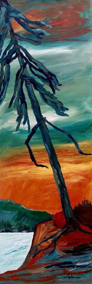 Title: End of Day / "Lake Superior Coast"...12"x36"...acrylic on canvas...11/2 " gallery wrapped sides......$325.00 + shipping