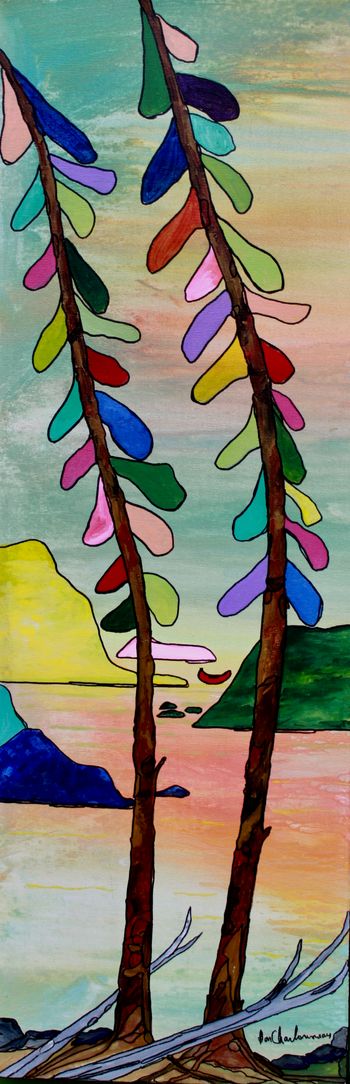 "Shoreline of The Soul" series ...12"x36" acrylic on canvas...celebrating the mystical Lake Superior Coastline $295.00 + shipping