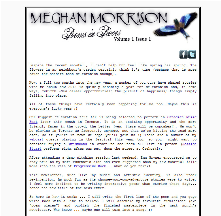 Meghan Morrison's Poetry in Pieces Newsletter