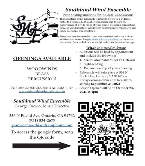 If you would like to schedule an audition, please scan the QR Code above.