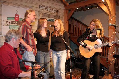On the Crossroads stage with Kate, Terri & Lloyd 