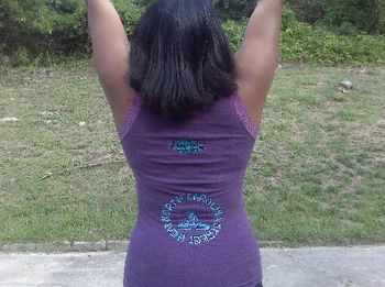 MS. CRYSTAL aka BONITA SENORITA wearing LADY SOUL NORTH CAROLINA STREET HEAT PURPLE TANK TOP(Back view)