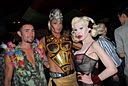 Jerico DeAngelo with Amanda Lepore and Friend: dressed like a futuristic Siva for his Flow Affair Performance Art Party